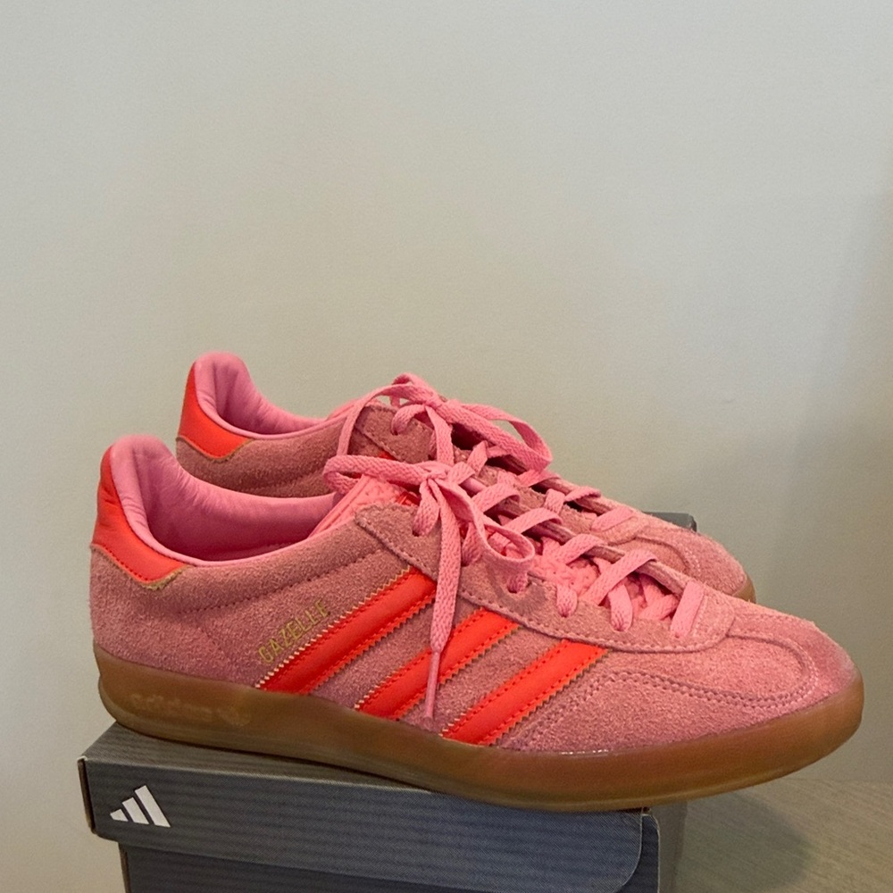 adidas Pink and Coral Suede Gazelle Sneakers